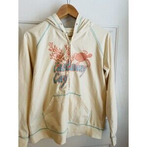 Disney Cruise Line Castaway Cay EMBROIDERED CREAM Zip Hoodie